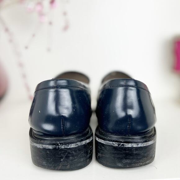 Vintage Lord & Taylor Navy Blue Leather Randy Slip On Penny Loafers Shoes Size 8 - Picture 4 of 12